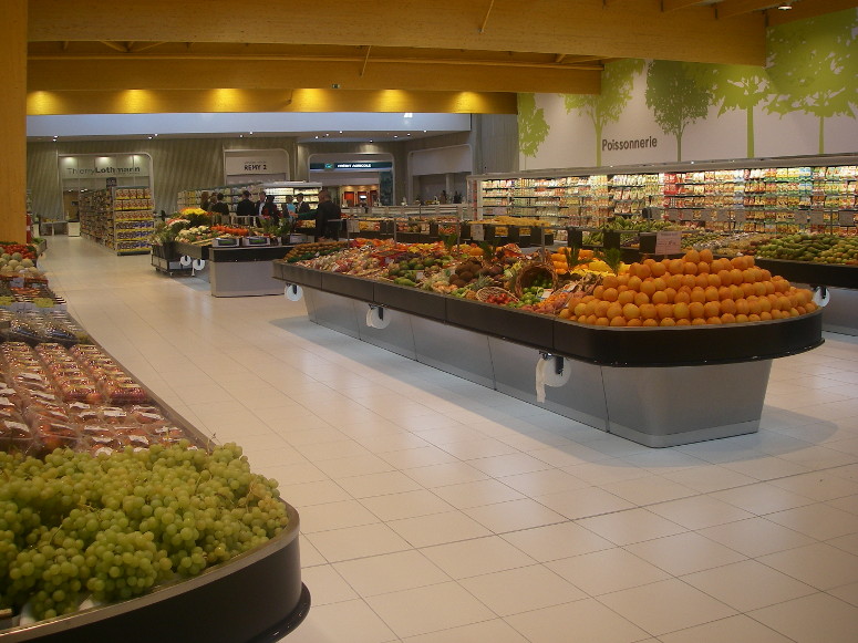 présentoir table centrale fruits et légumes. gamme eva